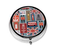 England Symbols This Small, Round Pill Box is a Portable Travel Medicine Organizer with Three compartments for Storing Daily medications.