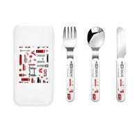 England Symbols Three-Piece Set of Children's Cutlery-Safe and Durable Plastic Pp+430 Stainless Steel, Suitable for Kindergartens, Picnics, Birthday Parties and Other Scenes.