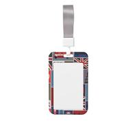 England Symbols Vertical Id Card Badge Holder with Neck Strap, Printed Waterproof Name Card Holder for Work Office Nurse School