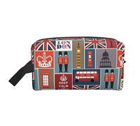 England Symbols Water-Resistant Travel Toiletry Organizer Bag, Large Capacity Portable Cosmetic Storage for Gym/Daily Essentials