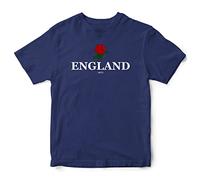 England T Shirt Kids Rugby Tee Top English Rose Nations Supporter, 3-4 Years, Navy