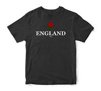 England T Shirt Kids Rugby Tee Top English Rose Nations Supporter, 7-8 Years, Black
