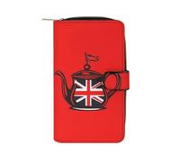 England Tea Lover Funny Long Slim Bifold Wallet Card Holder Purse with Buckle for Men Women