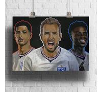 England Three Lions Bellingham Kane Saka Original Artwork Print