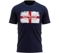 England Til I Die Mens T Shirt St Georges Day English Football Rugby Tee, XL, Navy