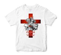 England 'Till i die' Kids T Shirt, Graphic Print St Georges Day Gifts for Boys and Girls, English Dragon Knight Tee, 9-11 Years, White