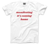 England Top for Women Unisex T-Shirt - Manifesting It's Coming Home Funny England Slogan T-Shirt - Viral Meme Vibe Sass World Tournament USA Cup Tee Flag Lions Patriotic Footie Tshirt - 4XL White