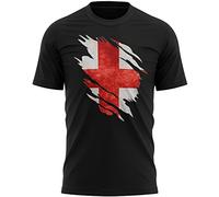 England Torn Mens T Shirt, Rugby Gifts, England Flag Torn, English Gift, English Rugby Tee, England Present for Men Women Kids, L, Black