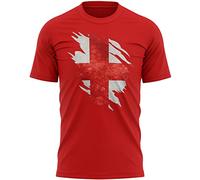 England Torn Mens T Shirt, Rugby Gifts, England Flag Torn, English Gift, English Rugby Tee, England Present for Men Women Kids, XXL, Red