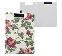 England Tudor Rose Summer Flowers Foldable Clipboards Double Metal Clips Pen Holder Clip Board with Hard Cover Clipboard Binderfolio Nurses Supplies