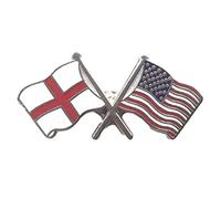 England & U.S.A. America Flags Friendship Courtesy enamel Lapel Pin Badge T956