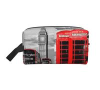 England UK London Telephone Water-Resistant Travel Toiletry Organizer Bag, Large Capacity Portable Cosmetic Storage for Gym/Daily Essentials