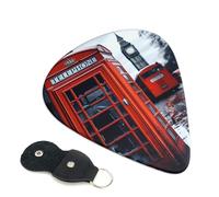 England Uk Retro London Telephone 6 Pack Guitar Picks With Holder, Personalized Guitar Plectrums Non-Slip Portable Ukulele Bass Picks 0.46mm For Acoustic Guitar Lovers Gifts