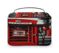 England UK Retro London Telephone Makeup Bag Toiletry Bag Cosmetic Bags | Makeup Train Case Portable Cosmetic Organizer Storage Bag for Toiletries Accessories Cosmetics Travel Essentials