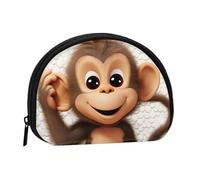 England UK Retro London Telephone Mini Coin Purse Pouch Change Holder, Shell Shape Zip Around Wallet,Credit Card Holder for Women, Cute Monkey, One Size, Classic