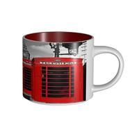 (England UK Retro London Telephone) Print Large-Capacity Ceramic Mugs Red, Oversized Coffee Cups for Home & Office, Heavy Stoneware with Comfort Grip and Smooth Rim