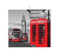 England UK Retro London Telephone Printing Kitchen Drying Mat,Absorbent Non Slip Mat for Countertops for Tables,Fits Dishware Knives Cup