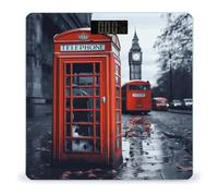 England UK Retro London Telephone Scale for Body Weight LED Display Sturdy Tempered Glass Digital Bathroom Scale Anti-Slip Highly Accurate Digital Weighing Machine for People 400lb Capacity