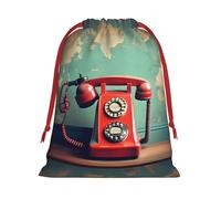 England UK Retro London Telephone Super Soft Velvet Christmas Storage Bag Festival Promotion Annual Celebration and Daily Use