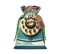 England Uk Retro London Telephones Print Christmas Bag Holiday Present Sack Xmas For Seasonal Decor Gift Wrapping