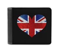 England Union Jack Flag Heart Novelty Wallet Slim Front Pocket Bifold Wallet with ID Credit Card Holder for Women Men