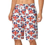 England Union Jack Shorts Men Dissolving Swim Shorts British Flag Print Beach Board Shorts Quick Dry Lightweight Summer Surfing Pool Swimwear Swimsuit Swimming Trunks for Men UK