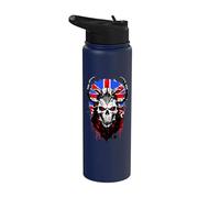 England Union Jack Skull UK British Flag Viking MMA Warrior Stainless Steel Insulated Water Bottle