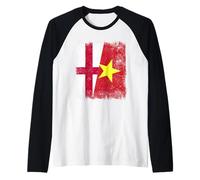 England Vietnam Half Flag English Vietnamese History Raglan Baseball Tee