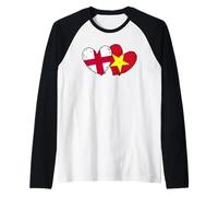 England Vietnam Heart Flags English Vietnamese Love Pride Raglan Baseball Tee