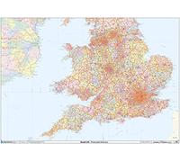 England & Wales - Postcode District Wall Map-Plastic Coated