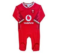 England Wales Rugby WRU Baby Sleepsuit Babygro | Red | 2024/25 (UK, Age, 6 Months)