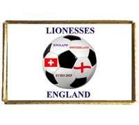 England Womens Football Lioness Gold Colour Rectangle Badge With A Velveteen Bag