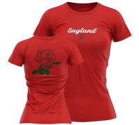 England Womens T Shirt English Rose British Supporter Rugby Nation Tee, XL, Red