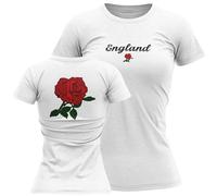 England Womens T Shirt English Rose British Supporter Rugby Nation Tee, XXL, White