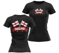 England Womens T Shirt St Georges Pocket and Large Print Design Ladies Tee United Kingdom England Pride Top, l, Black