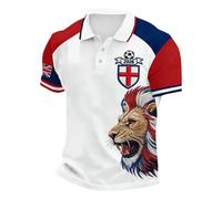 England World Cup Shirt 2026 Men’s Short Sleeve Poloshirts Button Down Lapel England Britain Football T-Shirt Stretch Breathable Sports Tops
