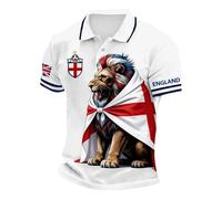 England World Cup Shirt 2026 Men’s Short Sleeve Poloshirts Button Down Lapel England Britain Football T-Shirt Stretch Breathable Sports Tops
