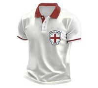 England World Cup Shirt 2026 Men’s Short Sleeve Poloshirts Button Down Lapel England Britain Football T-Shirt Stretch Breathable Sports Tops