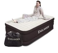 Englander Twin Air Mattress with Built in Pump Raised - Double High, 300 LB Weight Capacity - Luxury Size Camping Mattress - Blow Up Floor Bed for Home - Microfiber, Waterproof Airbed with Patch Kit