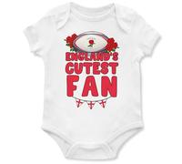 Englands Cutest Fan Babygrow Baby Boy Girl Rugby Supporters English Nation 1871 Red Roses Babies Vest Gifts, 12-18 Months, White