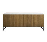 Englesson - Line Burned Walnut Sideboard 4 Doors, White/Chrome - White