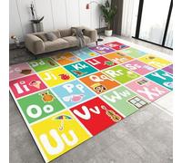 English Alphabet Area Rug, Colorful Geometric Nursery Rug, Cartoon Carpet Soft Non-Slip for Children's Room Kids Playroom Study Room Living Room Bedroom Entrance Bathroom Dormitory-120 x 170 cm