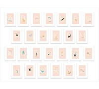 English Alphabet Wall Cards Art Flash Cards- Set of 26 (5" x 7") Animal Alphabet Cards for Nursery Decor, Gifts, Kids Room, Classroom, by Kindred Sol Collective