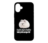 English Angora Rabbit Fueled by Coffee and Angora Fluff Pet Case for iPhone 16 Plus