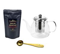 English Breakfast Loose Leaf Tea Gift Set with Heat Resistant Teapot, Tea Measuring Spoon