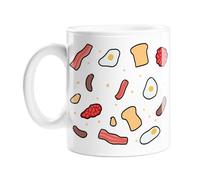 English Breakfast Print Mug | Different Breakfast Items Print Coffee Mug, Bacon, Fried Eggs, Hash Browns, Baked Beans, Toast, Sausages