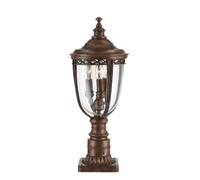 English Bridle 3 Light Medium Outdoor Pedestal Light British Bronze IP44 E14 Netlighting Brown One Size
