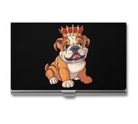 English British Bulldog Business Card Holder Metal Wallet Credit Card ID Case for Men Women