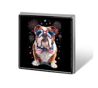English Bull-dog The Fourth of July Custom Lapel Pins Square Brooch Tie Suit Dress Accessories for Men Women Wedding Birthday