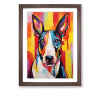 English Bull Terrier Abstract Framed Wall Art Print, Ready to Hang Picture for Living Room Bedroom Home Office, Walnut A2 (48 x 66 cm)